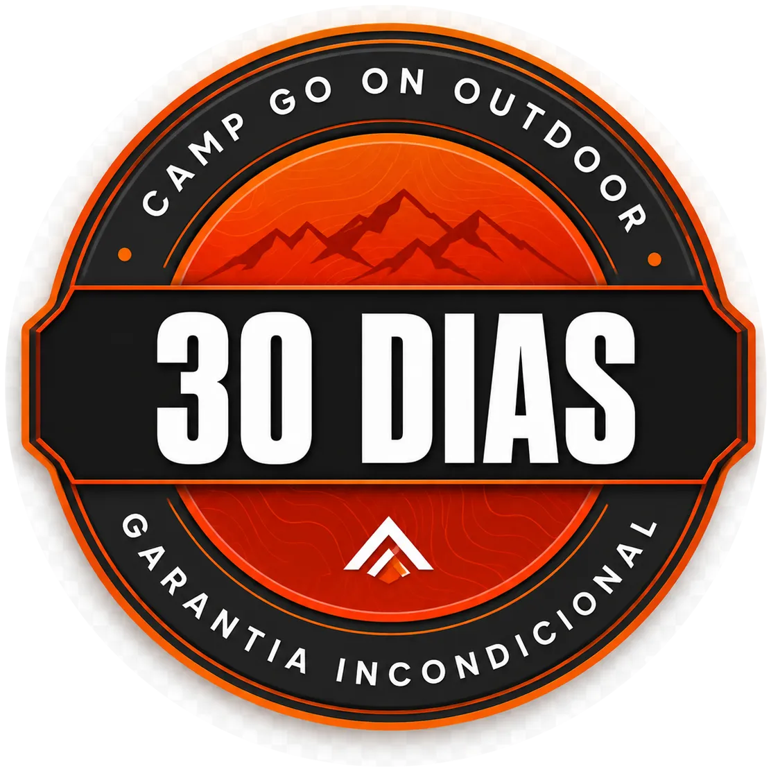 Selo de garantia incondicional de 30 dias do Camp Go On Outdoor