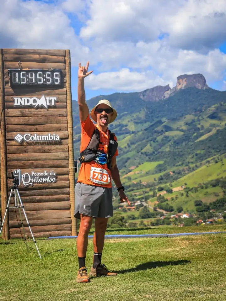 Diogo França em prova de trail na montanha